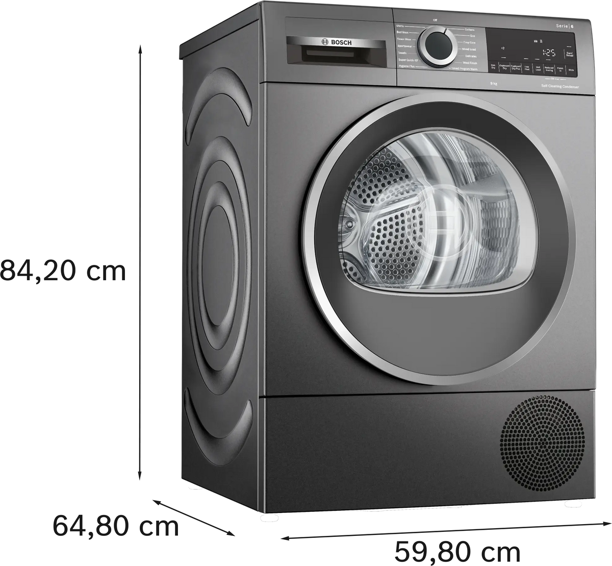Bosch Series 6 WQG245R2GB 9kg Freestanding Heat Pump Tumble Dryer Grey