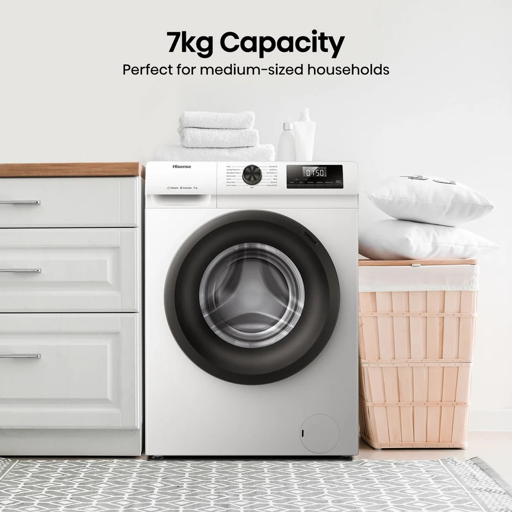 Hisense WF1Q7021BW 7kg 1200 Spin Freestanding Steam Washing Machine White