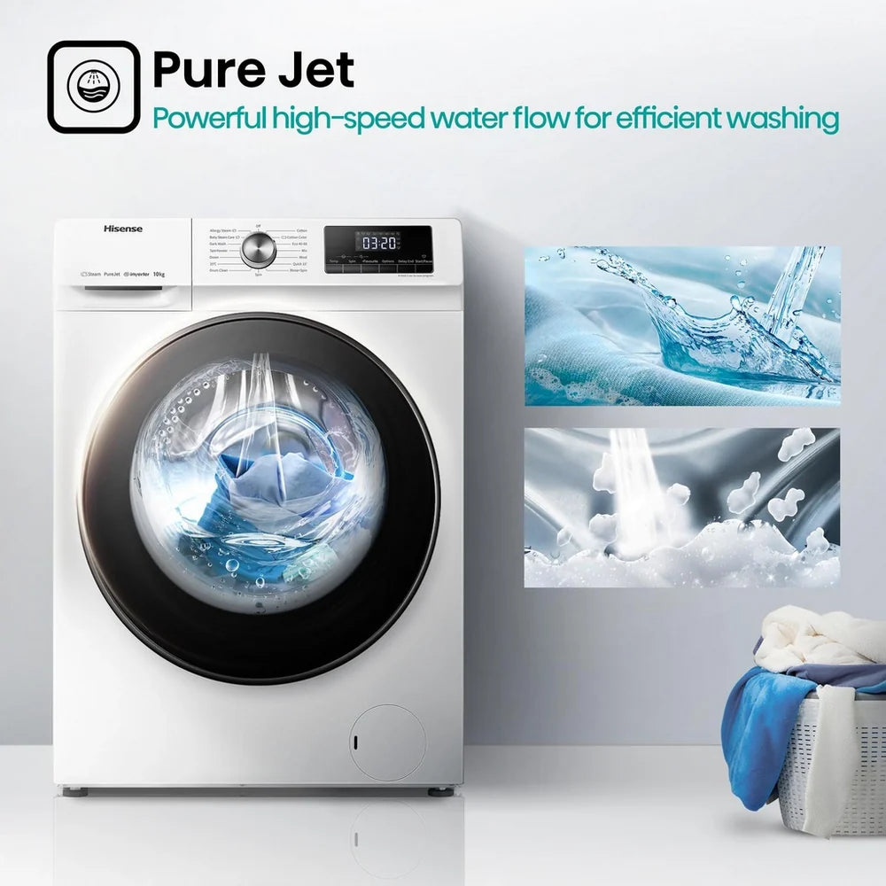 Hisense WFQA1014EVJM 3 Series 10 kg 1400 Spin Freestanding Front Load Washing Machine White