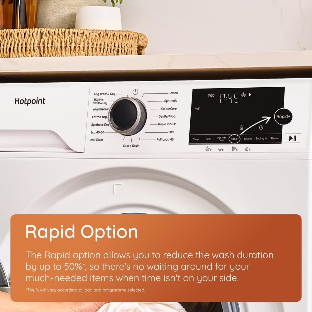 Hotpoint HBD9681ANTISTAINUK 9+6kg 1400 Spin Freestanding Washer Dryer White