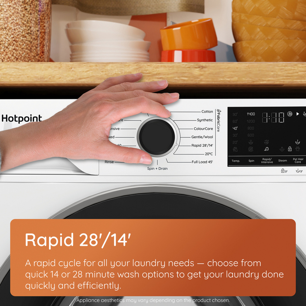 Hotpoint HBWH 93 CARE UK 9kg 1400 Spin Front Load Washing Machine White - Clearance
