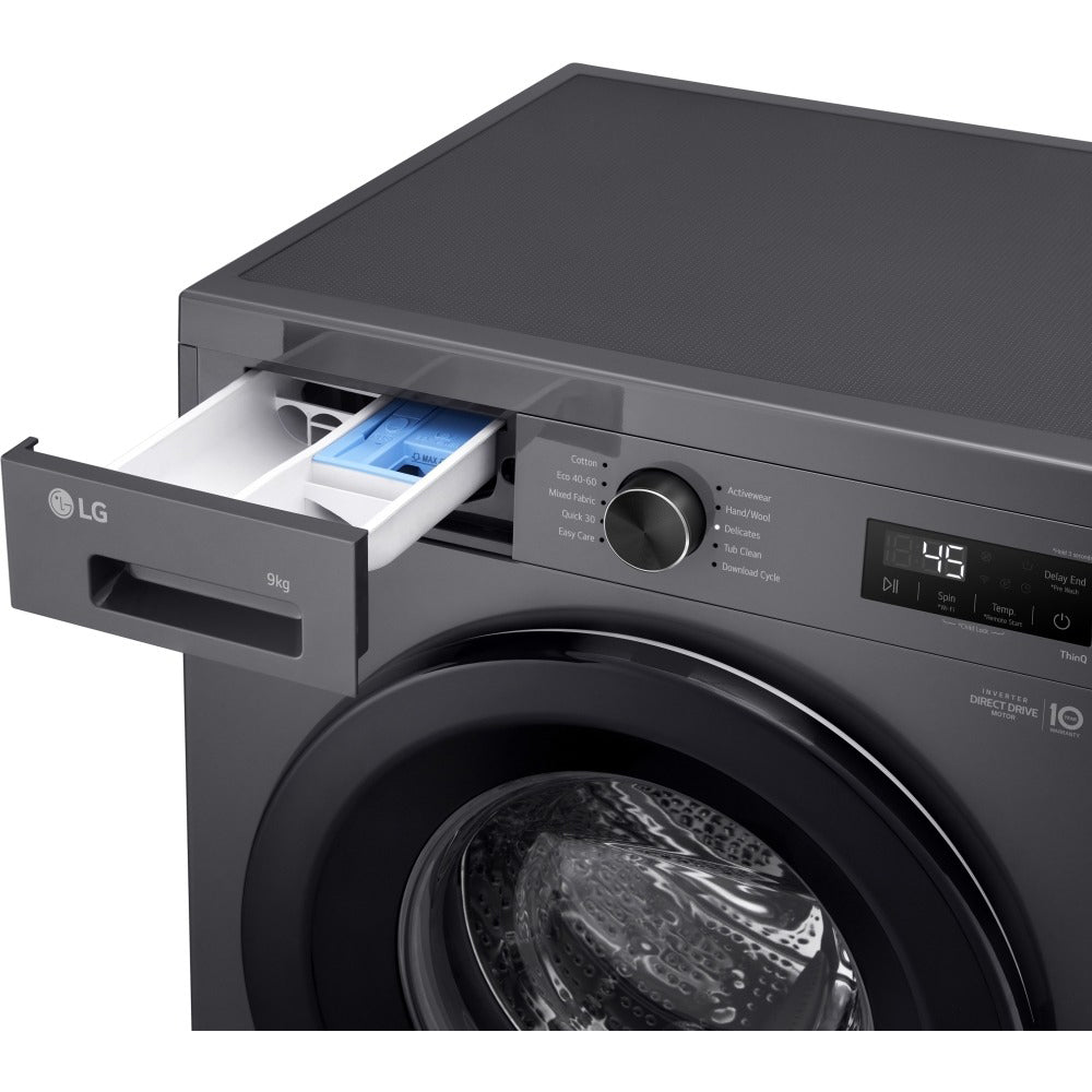 LG Series 2 Direct Drive F4X1009NMK 9kg 1400 Spin WiFi Enabled Washing Machine Black - A Rated