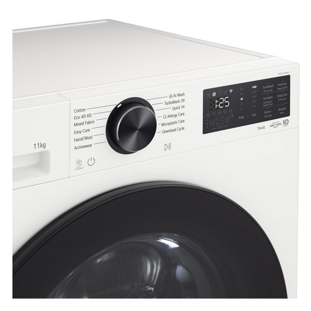 LG Series 5 AI Direct Drive F4X5011TWB 11kg 1400 Spin Washing Machine White - A Rated