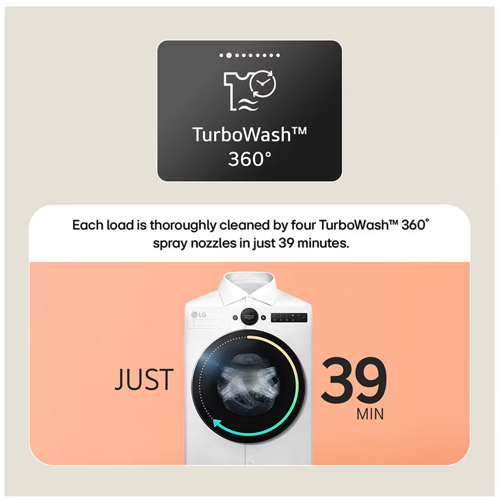 LG Series 7 AI Direct Drive F4X7011TBB 11 kg 1400 Spin Washing Machine Matte Black - A Rated