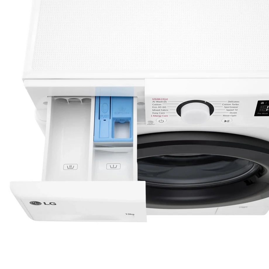 LG Series 4 AI Direct Drive F4Y510WBLN1 10kg 1400 Spin Washing Machine White - A Rated