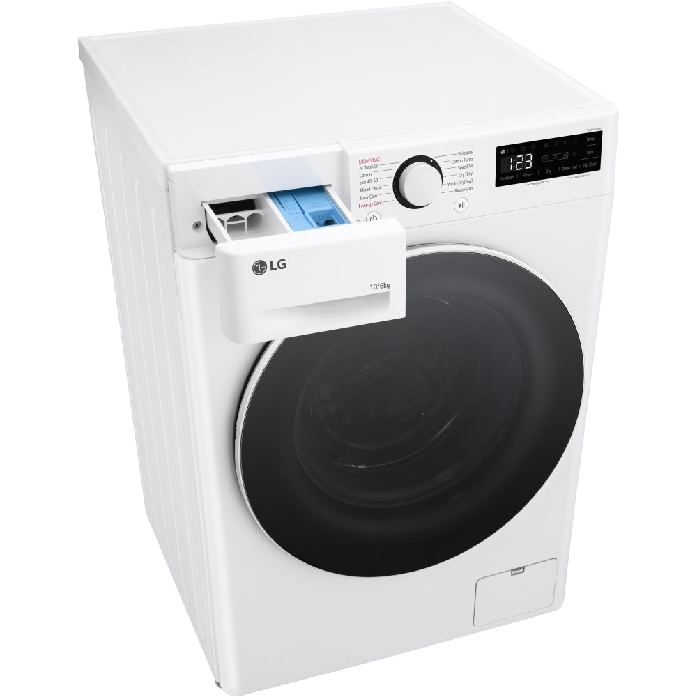 LG Series 4 FWY606WWLN1 AI Direct Drive 10kg Wash 6kg Dry 1400 Spin Washer Dryer - White