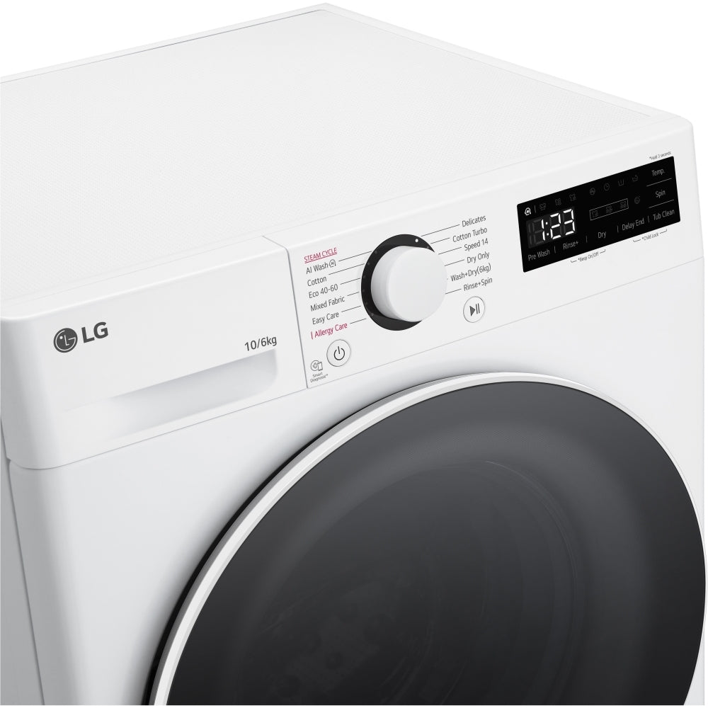 LG Series 4 FWY606WWLN1 AI Direct Drive 10kg Wash 6kg Dry 1400 Spin Washer Dryer - White