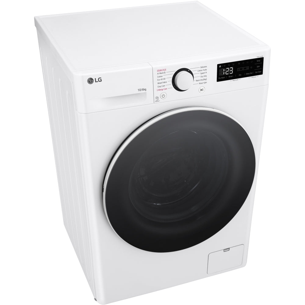 LG Series 4 FWY606WWLN1 AI Direct Drive 10kg Wash 6kg Dry 1400 Spin Washer Dryer - White