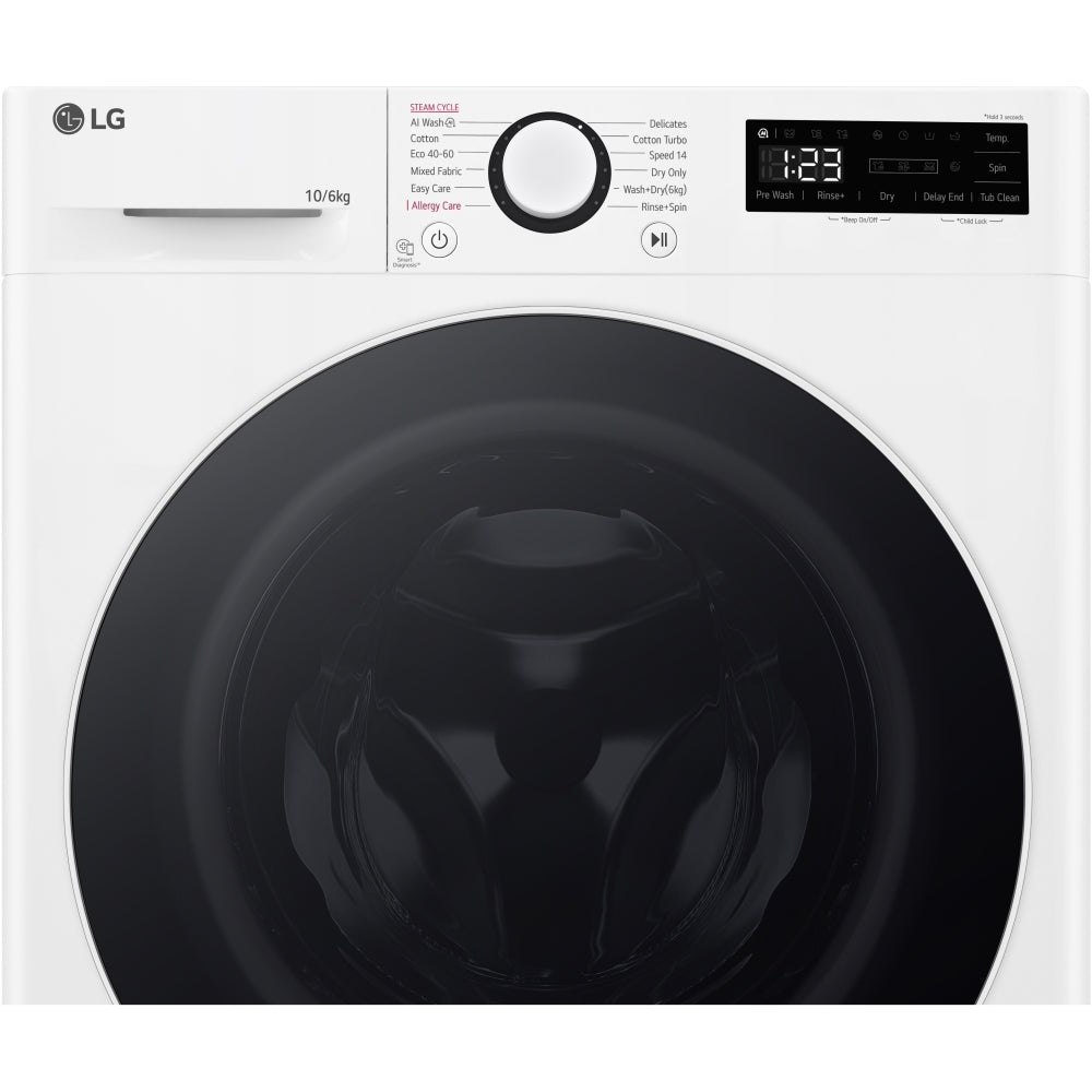 LG Series 4 FWY606WWLN1 AI Direct Drive 10kg Wash 6kg Dry 1400 Spin Washer Dryer - White