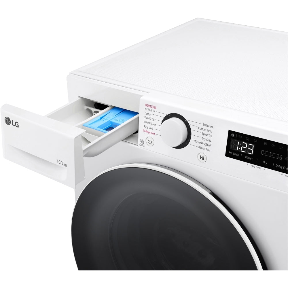 LG Series 4 FWY606WWLN1 AI Direct Drive 10kg Wash 6kg Dry 1400 Spin Washer Dryer - White