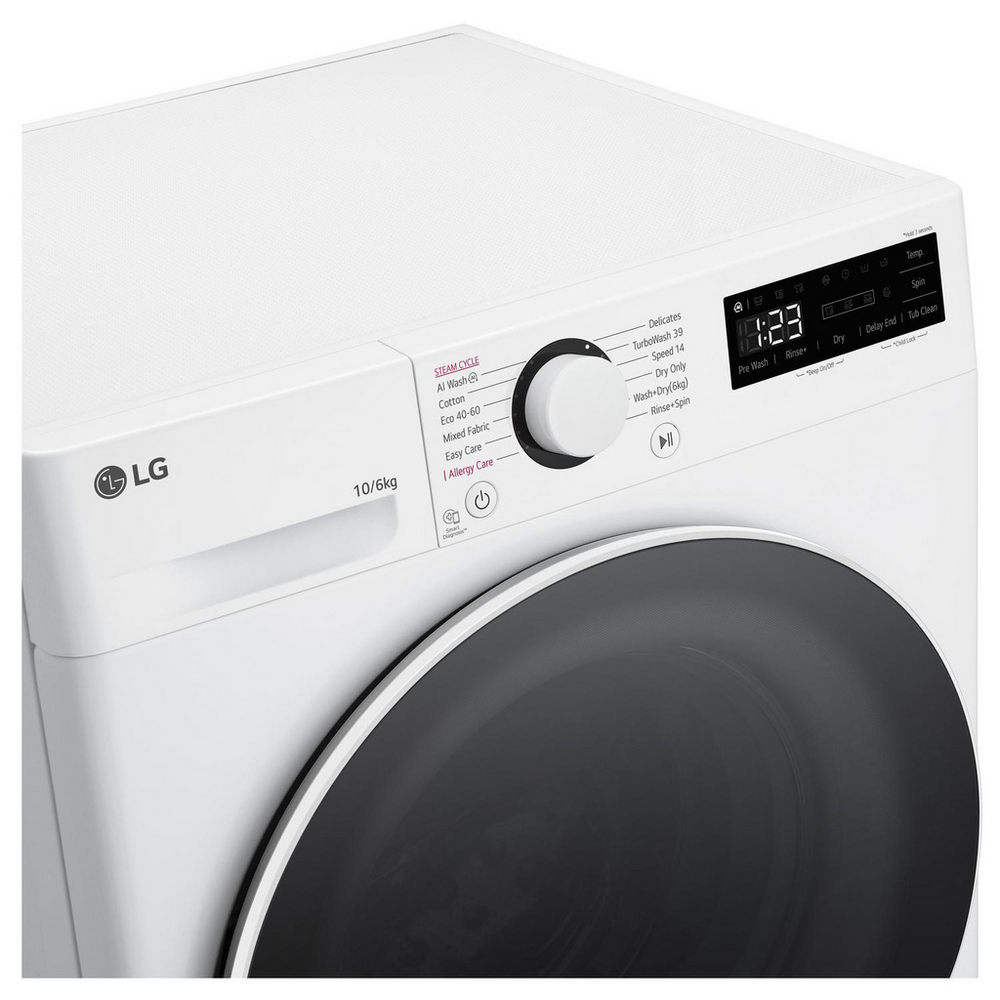 LG Series 4 Pro AI Direct Drive FWY706WWTN1 10kg/6kg 1400 Spin Washer Dryer White - A/D Rated