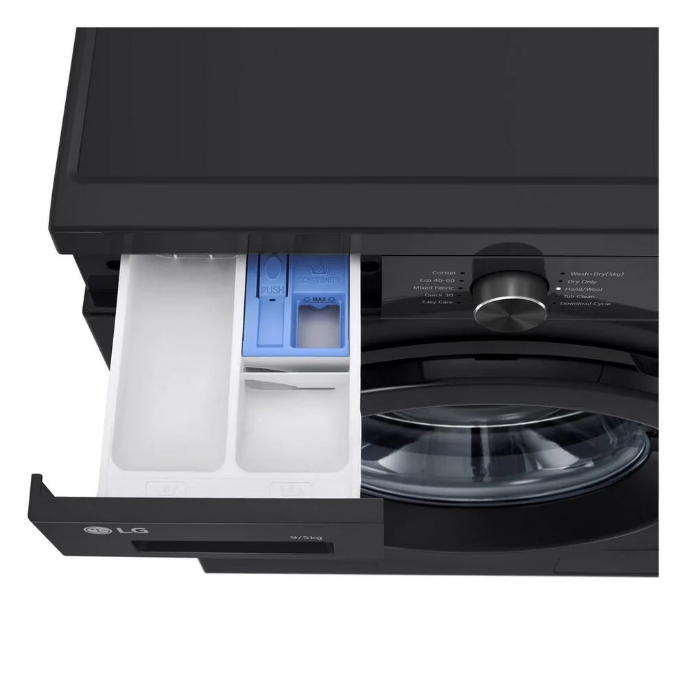 LG Series 2 Direct Drive W4X1095NNK 9kg/5kg 1400 Spin Washer Dryer Onyx Black - A/E Rated