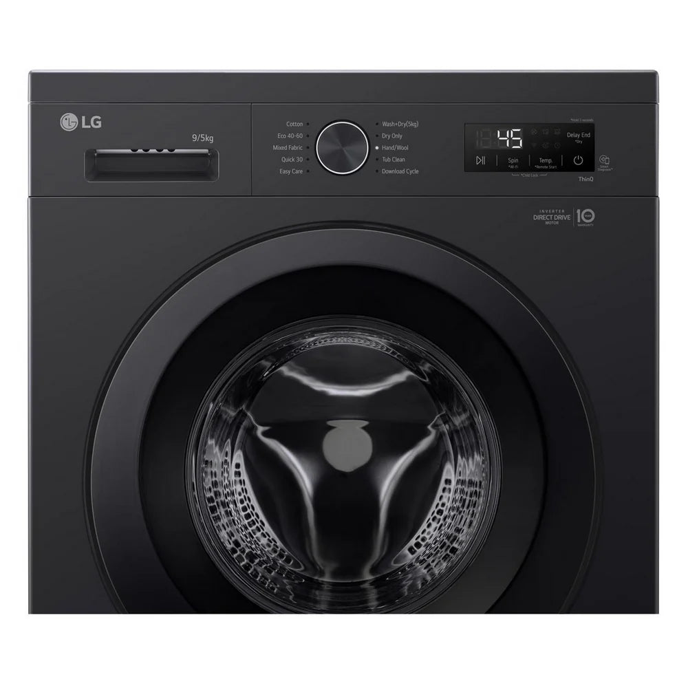 LG Series 2 Direct Drive W4X1095NNK 9kg/5kg 1400 Spin Washer Dryer Onyx Black - A/E Rated