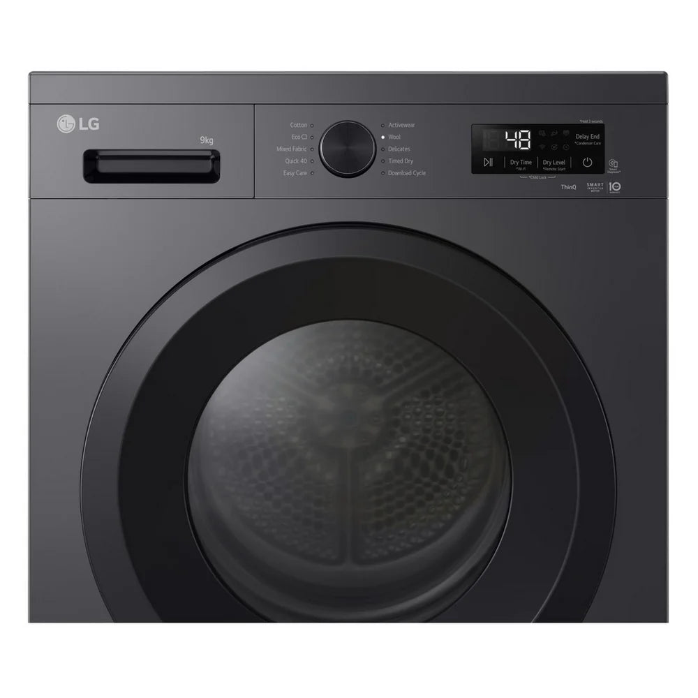 LG Series 2 ThinQ RHX1009NMK 9kg Heat Pump Tumble Dryer Grey - A+++ Rated