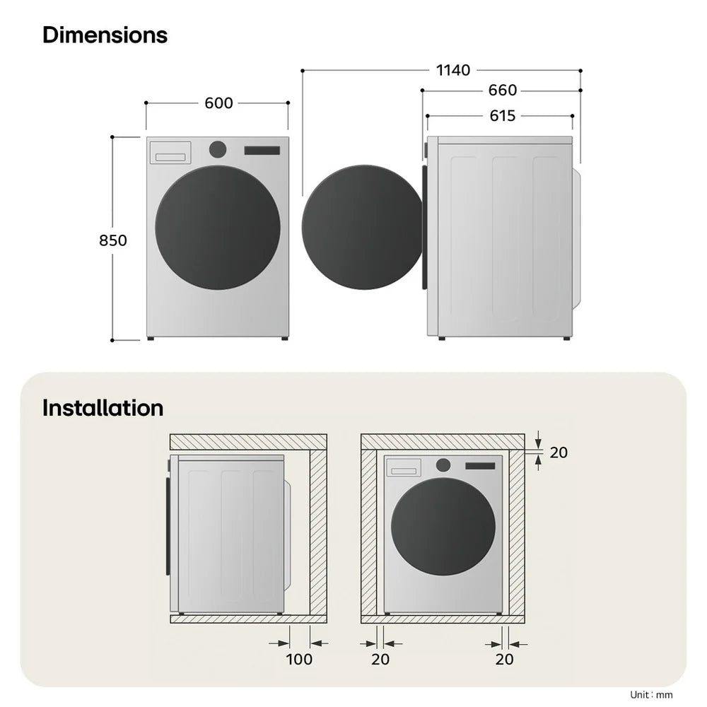 LG Series 5 RHX5009TWB 9kg Dual Inverter Heat Pump Tumble Dryer White A+++ Rated