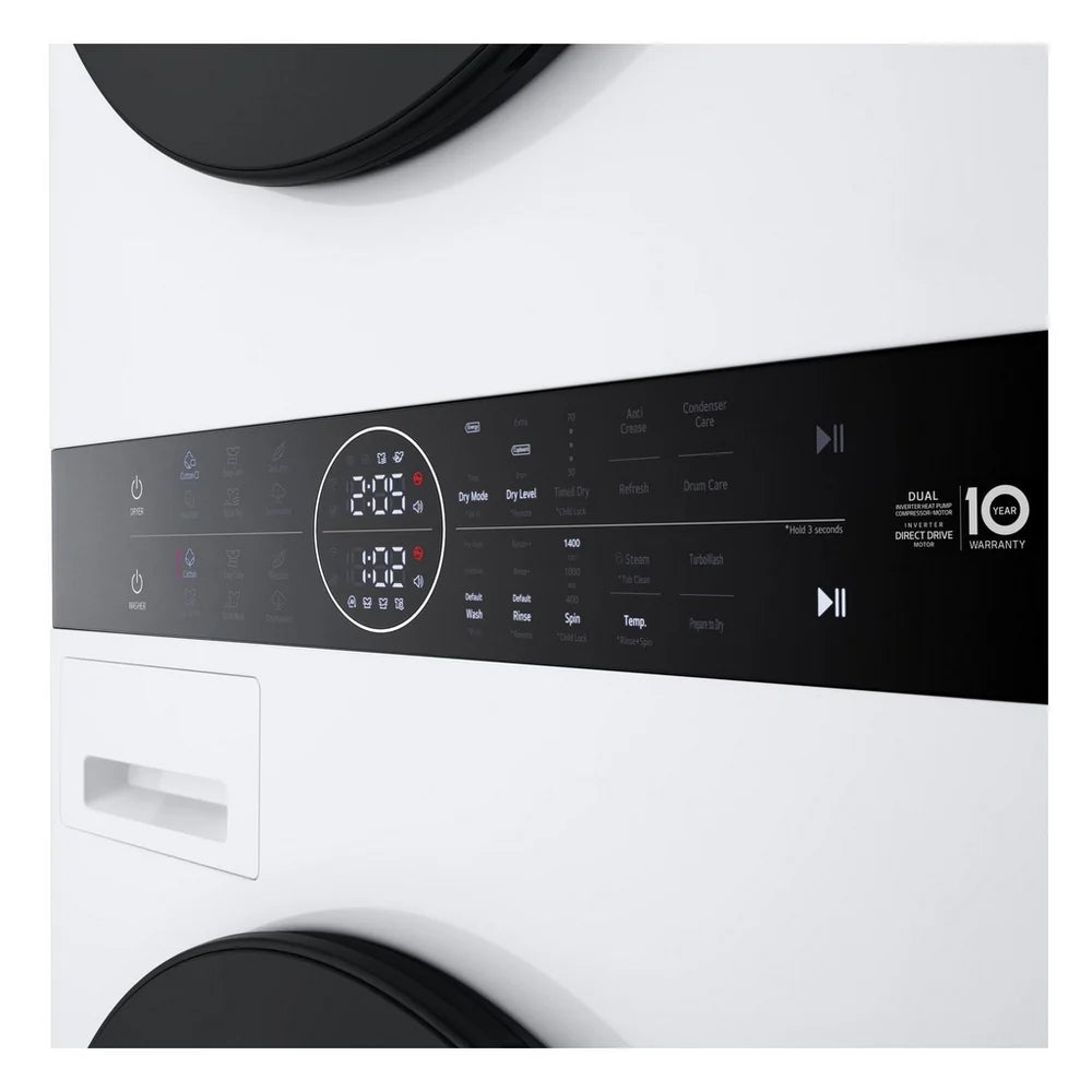 LG WT1210WWF 12kg Wash 10kg Dry 1400 Spin Washer Dryer Tower - White