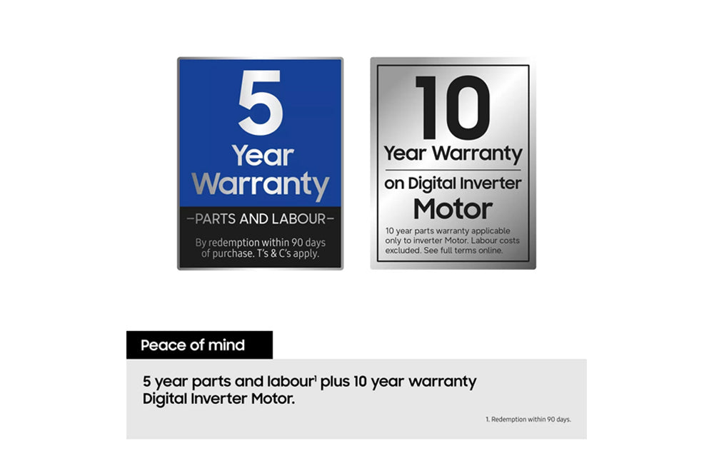 Samsung Series 5 WD90HG5U34BXEU Ecobubble AI Energy 9kg+6kg 1400 Spin Washer Dryer - Inox