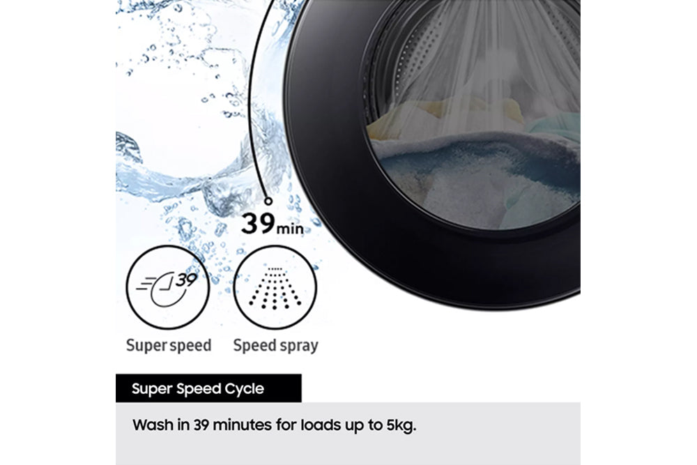 Samsung Series 5 WD90HG5U34BXEU Ecobubble AI Energy 9kg+6kg 1400 Spin Washer Dryer - Inox