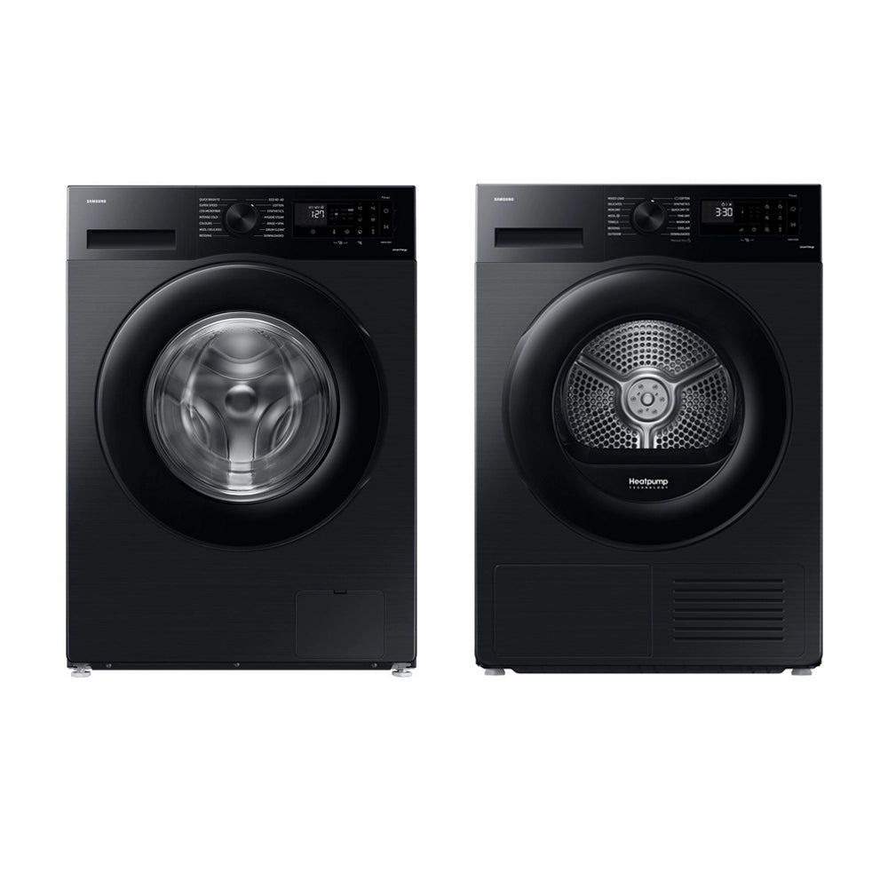 Samsung Series 5 WW11DG5B25ABEU 11kg 1400rpm Washing Machine & Series 5 DV90CGC0A0ABEU 9kg Heat Pump Tumble Dryer Black
