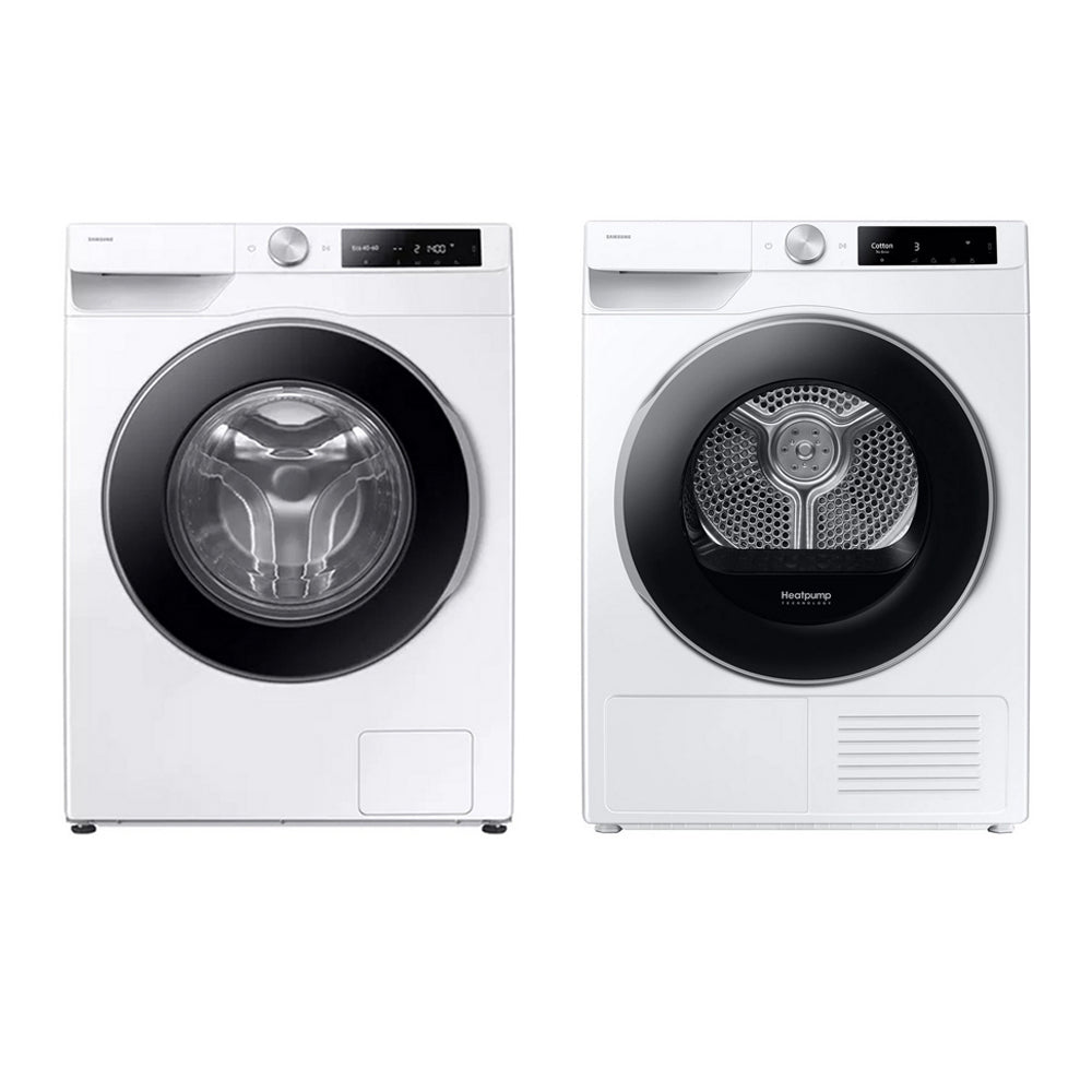 Samsung Series 6 AI Energy WW11DG6B25LEU1 11kg 1400rpm Washing Machine and Series 6 DV90T6240LES1 Tumble Dryer White