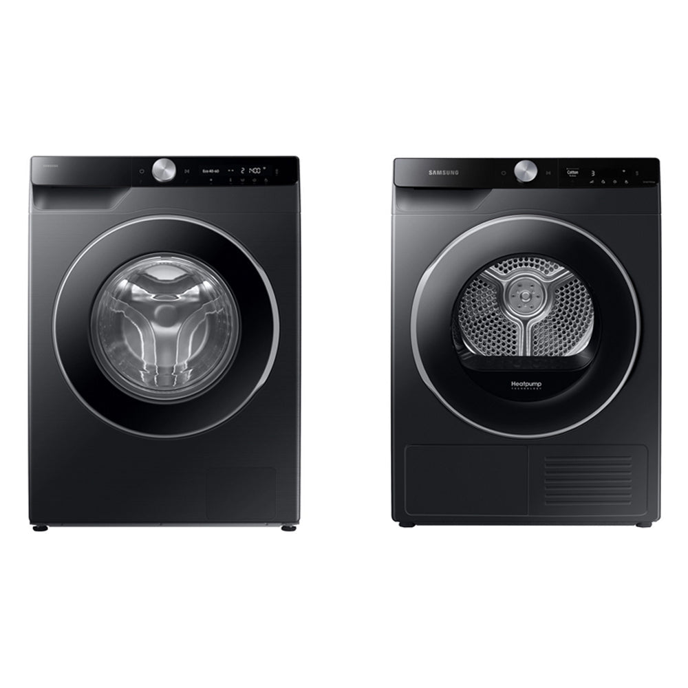 Samsung Series 6 AI Energy WW90DG6U85LBU1 9kg 1400rpm Washing Machine and Series 6 DV90T6240LBS1 Tumble Dryer Black