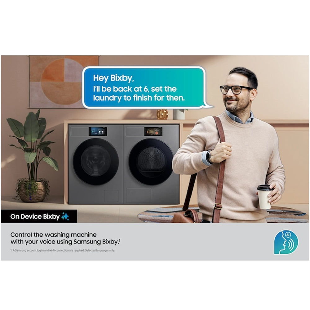 Samsung Series 9 WF90F09C4SU1 Bespoke AI Home 9kg 1400 Spin Smart Washing Machine Dark Steel